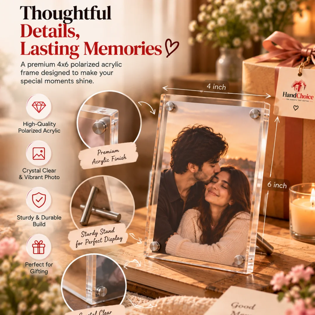 Personalized Acrylic Photo Frame with Fridge Magnet